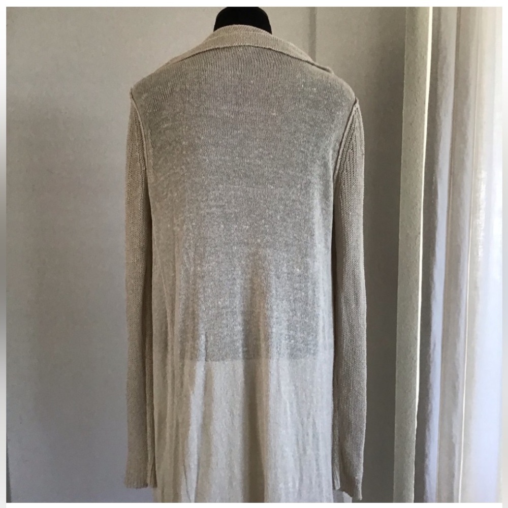 JAMES PERSE Draped Cardigan Silk Ecru Knit Linen/Beige NWT $295 Small/ Medium - Picture 5 of 14